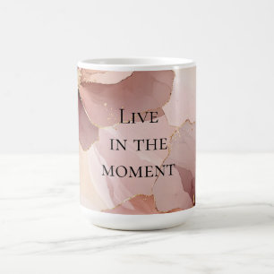 Caneca De Café Floral Dourado Rosa-Blush Romântico