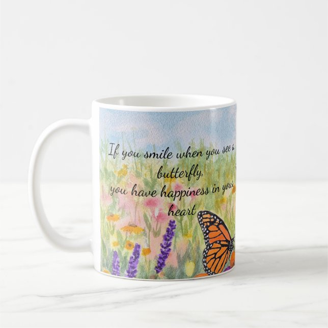 Caneca de café floral e borboleta (Esquerda)