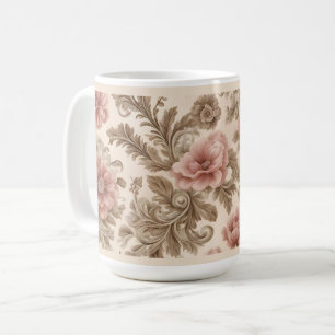 Caneca De Café Floral e rolagem de pincel mole
