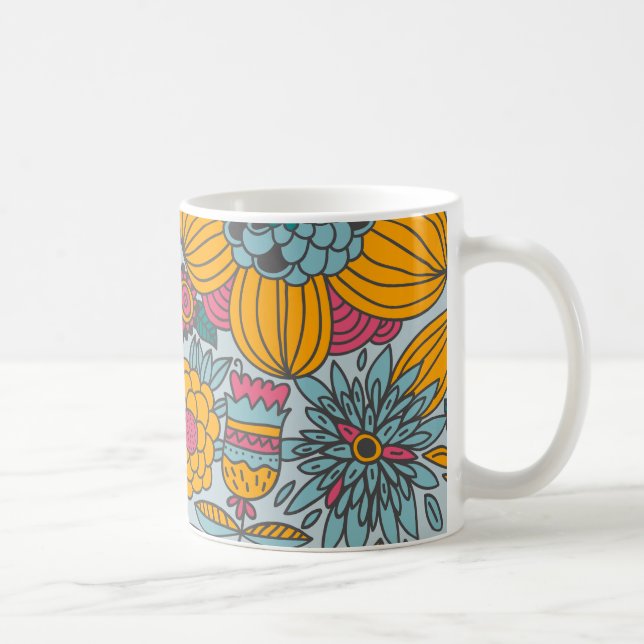 Caneca De Café Floral e Vinhas Negrito (Direita)