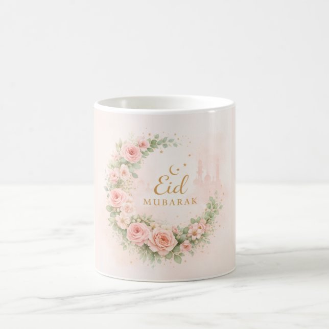 Caneca De Café Floral Eid Mubarak Mug – Blush Pink Islamic Gift f (Centro)