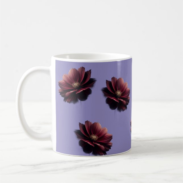 Caneca de Café Floral Elegante – Design de Flor Vi (Esquerda)