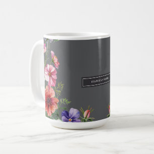 Caneca De Café Floral Elegante Moderno Personalizado