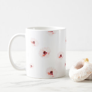 Caneca de Café Floral em Aquarela Elegante