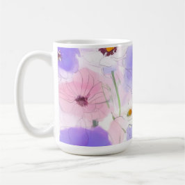 Caneca de Café Floral em Aquarela Pastel
