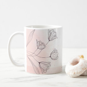 Caneca de Café Floral em Aquarela Rosa Romântica –
