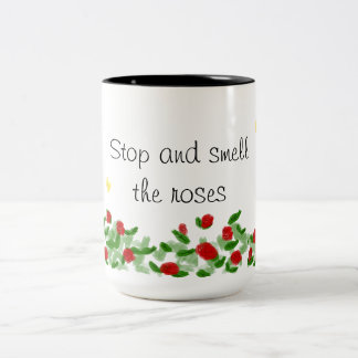 Caneca de Café Floral em Dois Tons