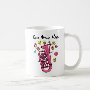 Caneca De Café Floral Euphonium Flowers Brass Musical Personaliza