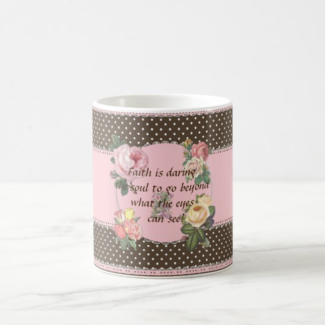 Caneca De Café Floral Faith Bolinhas (Centro)