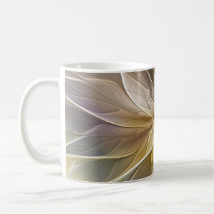 Caneca De Café Floral Fantasy Dourada Eggplant Abstrato Art Fract