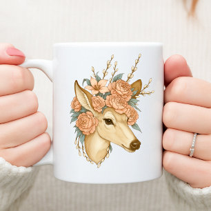 Caneca De Café Floral Fawn - Espírito Gentil da Natureza
