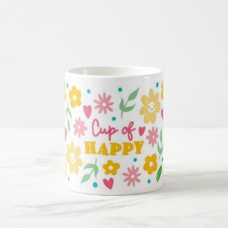 Caneca de Café Floral Feliz