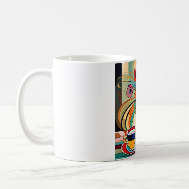 Caneca De Café Floral Flowers Colourful Modern Abstract Art Print (Esquerda)