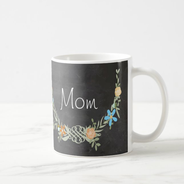 Caneca De Café Floral Garland Mãe Mug (Direita)