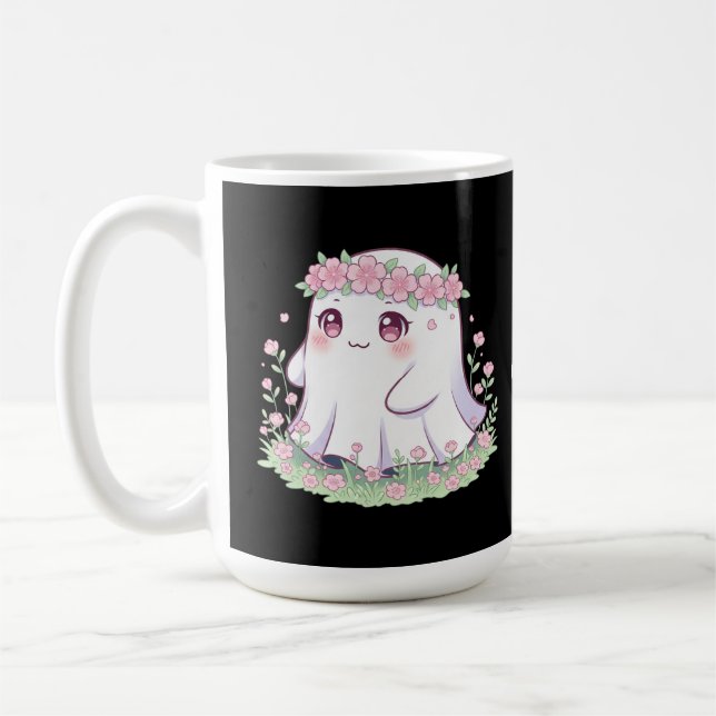 Caneca De Café Floral Ghost Halloween Figurume para Meninas (Esquerda)