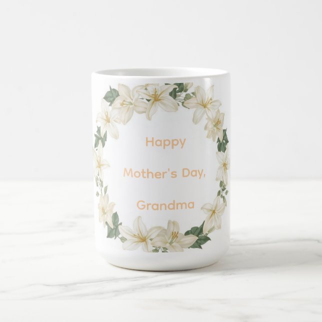 Caneca De Café Floral Grandma Wreath Mothers Day Gift (Centro)