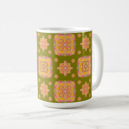 Caneca De Café Floral Grid