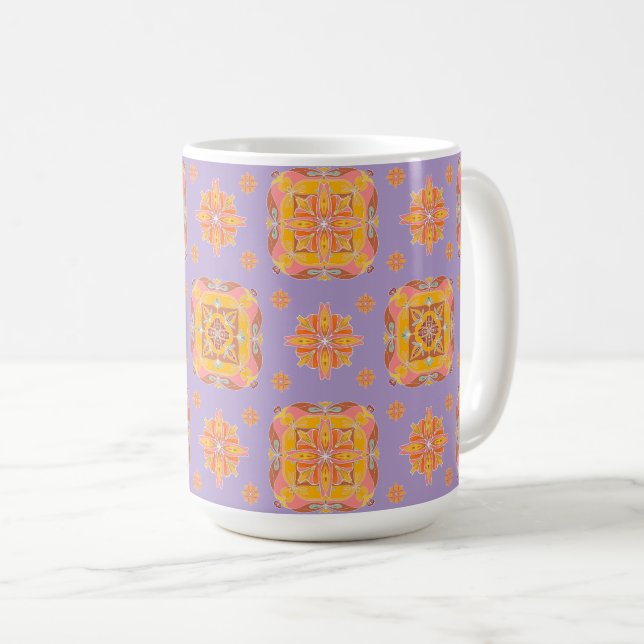Caneca De Café Floral Grid  (Frente Esquerda)