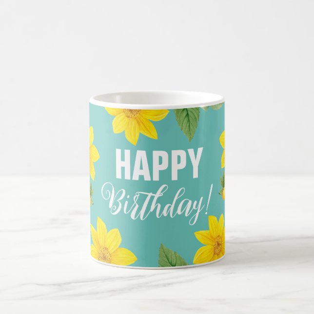 Caneca De Café Floral Happy Birthday (Centro)
