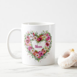 Caneca De Café Floral Heart Wreath Personalizado