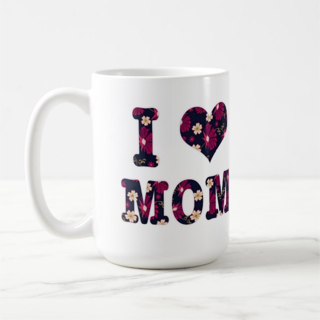Caneca De Café Floral I Love Mãe (Esquerda)