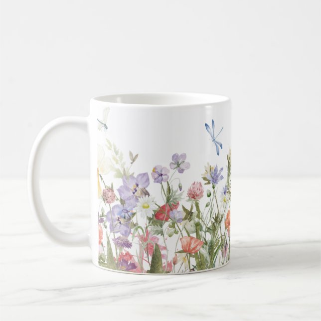 Caneca De Café Floral Ilustrada à Mão (Esquerda)