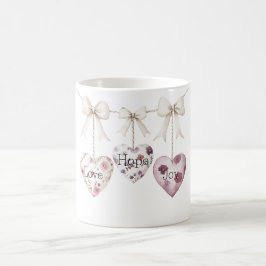 Caneca De Café Floral Inspirador Amor Esperança Alegria Coração A