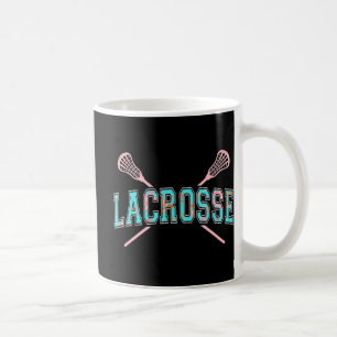 Caneca De Café Floral Lacrosse Crossed Sticks LAX Girly Teal PInk