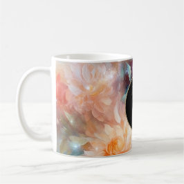 Caneca De Café Floral Laranja de Pêssego rosa