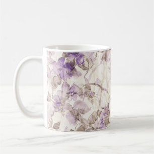 Caneca de Café Floral Lavanda Botânica Roxa Eleg