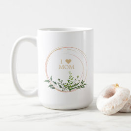 Caneca De Café Floral Leaves & Branches in Pink with Quote  Mom