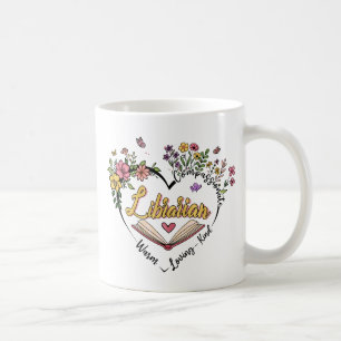 Caneca De Café Floral Librarian Heart