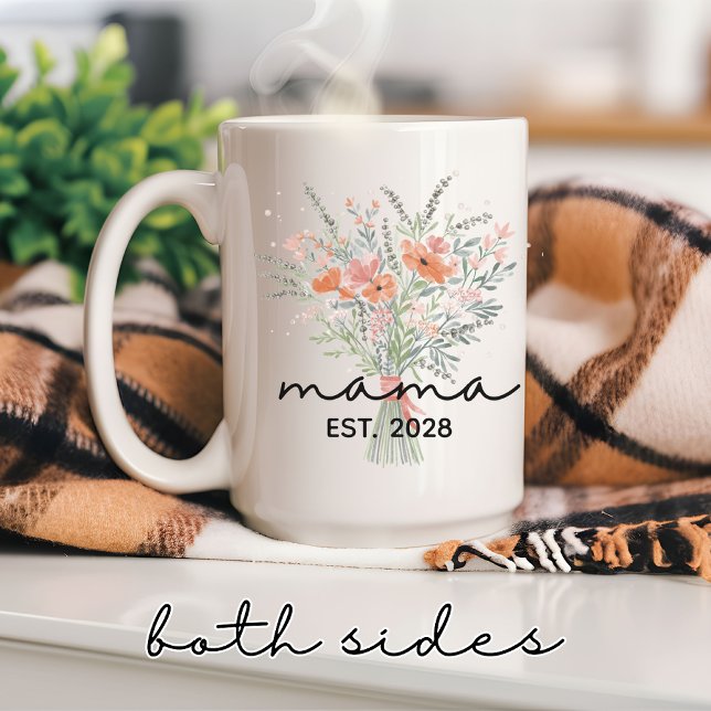 Caneca De Café Floral Mãe Mug, presente personalizado para o dia  (personalized mom mug, floral mom mug, custom mama mug, botanical mother’s day mug, mug for new mom,)