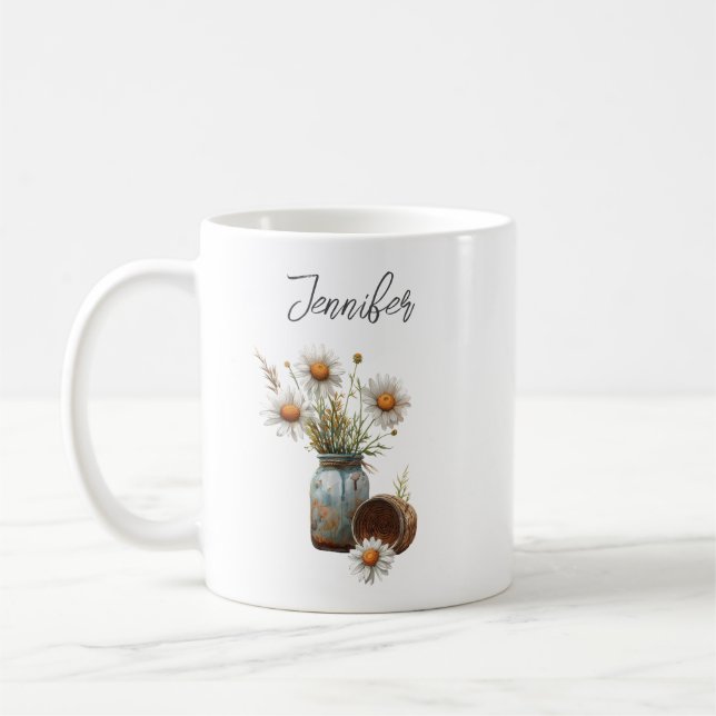 Caneca de café floral margarida flor de nascimento (Esquerda)