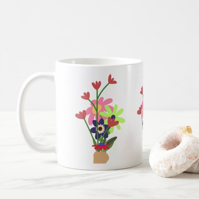 Caneca De Café floral mug  (Com Donut)