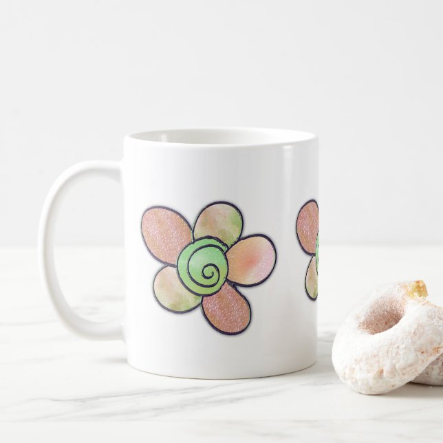 Caneca De Café Floral Mug (Com Donut)
