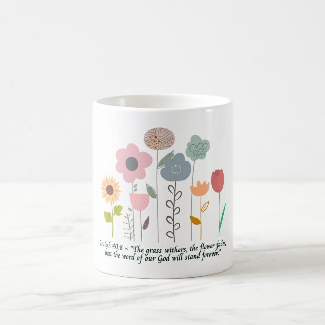 Caneca De Café Floral Mug Isaiah 40:8 (Centro)