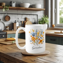 Floral Mug Personalizado para a Avó com Amor