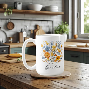 Caneca De Café Floral Mug Personalizado para a Avó com Amor
