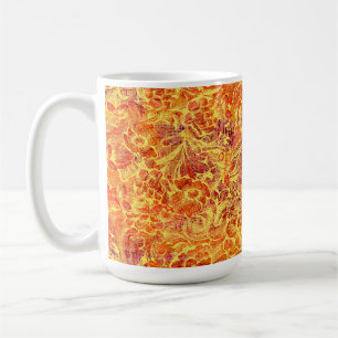 Caneca De Café Floral Ornamental com Textura - Visual Antigo