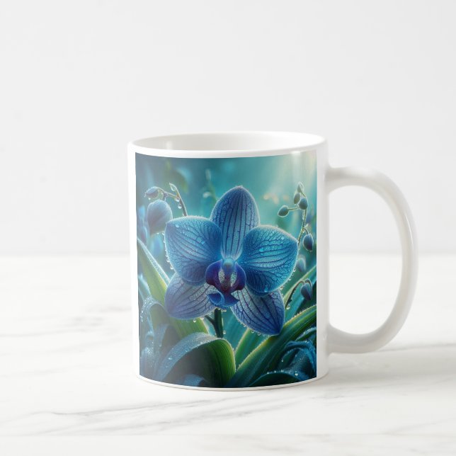 Caneca De Café Floral Orquídea Azul (Direita)