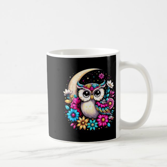 Caneca De Café Floral Owl And Moon  (Direita)