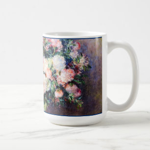Caneca De Café Floral Padrões Flores Folhagem Branca Rosa Vermelh