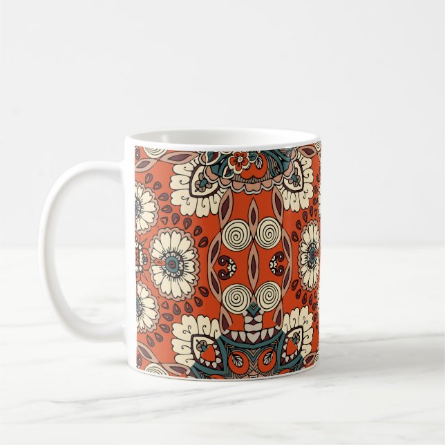 Caneca De Café Floral Paisley Tapeçaria Tecido (Esquerda)