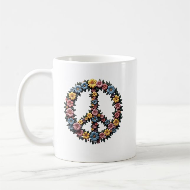 Caneca De Café Floral Peace Symbol Mug (Esquerda)