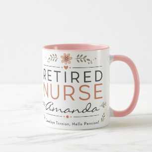 Caneca de Café Floral Personalizada para Enfermeir
