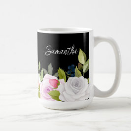 Caneca De Café Floral Personalizado Elegante