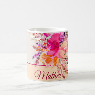 Caneca De Café Floral personalizável em aquarela rosa brilhante