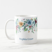 Floral Pessoalizado em Aquarela Azul