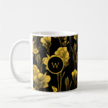 Floral Preto Amarelo Personalizado
